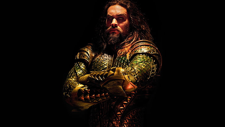 Jason Momoa, Justice League, Aquaman, people, movies, simple background, black background, HD wallpaper