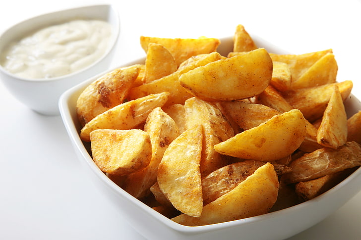 fried potato, fried, potatoes, salt, HD wallpaper