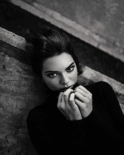 Kendall Jenner, Frauen, Brünette, Model, Monochrom, HD-Hintergrundbild HD wallpaper