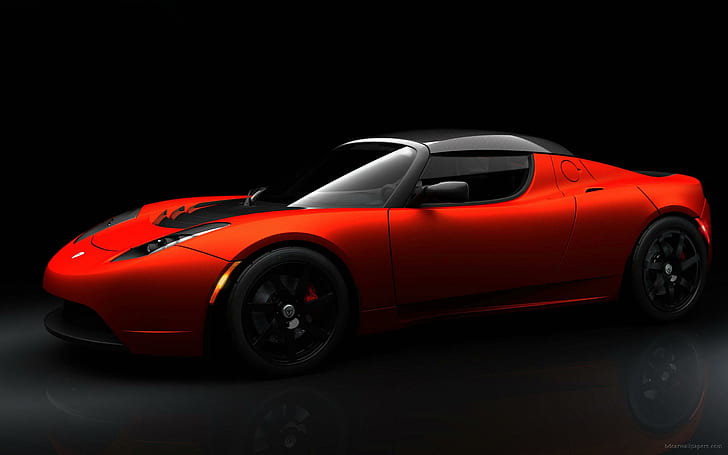 Tesla Roadster Sport, красный роскошный автомобиль, родстер, спорт, тесла, автомобили, HD обои