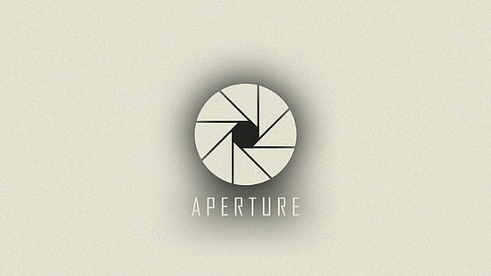 Aperture Portal White BW Logo HD, логотип апертуры, видеоигры, белый, чб, портал, логотип, апертура, HD обои HD wallpaper