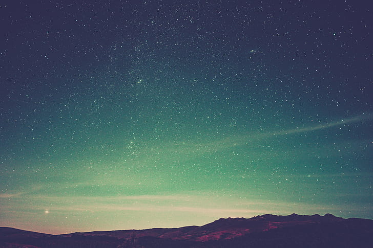 sternenklare nacht wallpaper, landschaft, sternenklare nacht, sternen, berge, natur, HD-Hintergrundbild