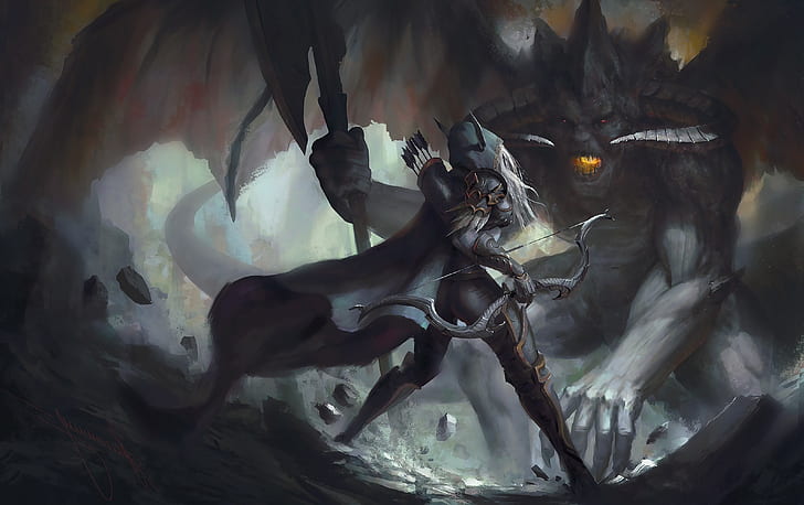 Warcraft 3: Reign of Chaos, Sylvanas Windrunner, mostro, grafica, capo, con cappuccio, Giochi, Sfondo HD