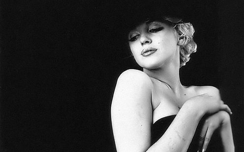 Marilyn Monroe svartvit bakgrund, marilyn monroe, kändisar, kändisar, hollywood, marilyn, monroe, svart, vit, bakgrund, HD tapet HD wallpaper