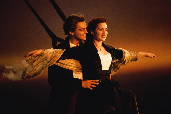 Leonardo di Caprio i Kate Winslet, Film, Titanic, Kate Winslet, Leonardo Dicaprio, Tapety HD
