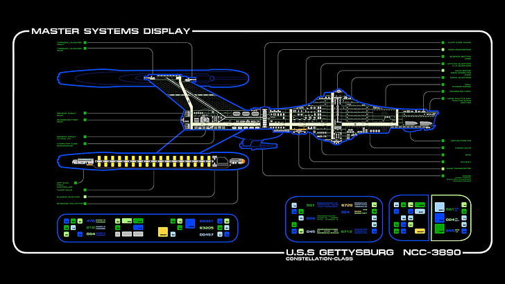 master system display screenshot, Star Trek, spaceship, LCARS, HD wallpaper