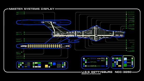 скриншот дисплея главной системы, Star Trek, космический корабль, LCARS, HD обои HD wallpaper