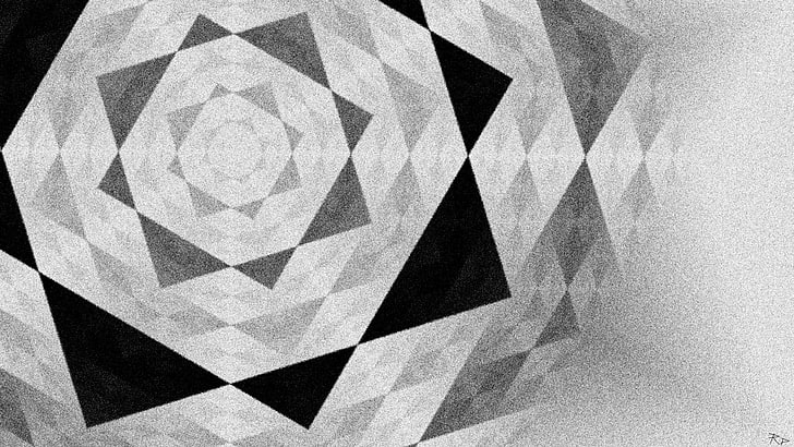 white, black, and gray area rug, monochrome, square, HD wallpaper