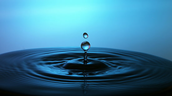 water, drop, blue, waterdrop, cobalt blue, photography, splash, liquid, HD wallpaper HD wallpaper