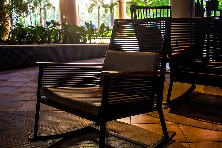 hotel lobby, rocking chair, san juan puerto rico, HD wallpaper