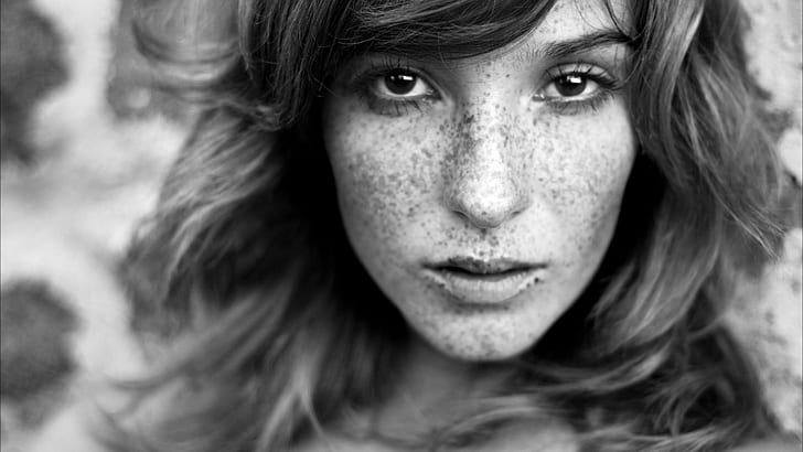 Vica Kerekes, face, freckles, HD wallpaper
