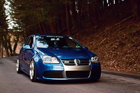 blau Volkswagen Golf GTI, blau, tuning, volkswagen, vor, Golf, R32, HD-Hintergrundbild HD wallpaper