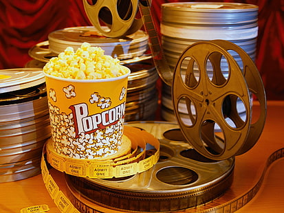 Попкорн, фильм, фотография, попкорн, фильм, HD обои HD wallpaper