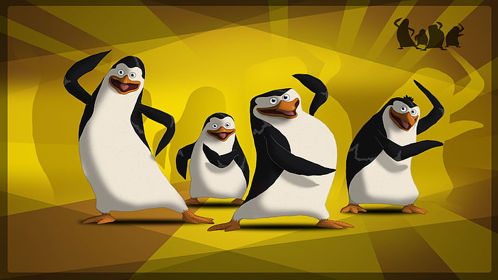 vit och svart pingvinillustration, filmer, Penguins of Madagascar, animerade filmer, HD tapet