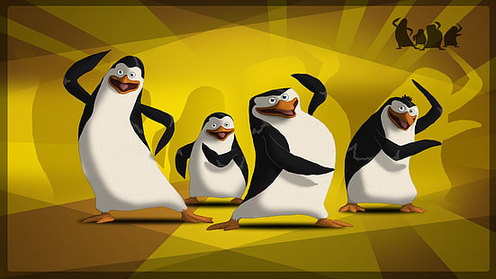 ilustracja biało-czarnego pingwina, filmy, Pingwiny z Madagaskaru, filmy animowane, Tapety HD HD wallpaper