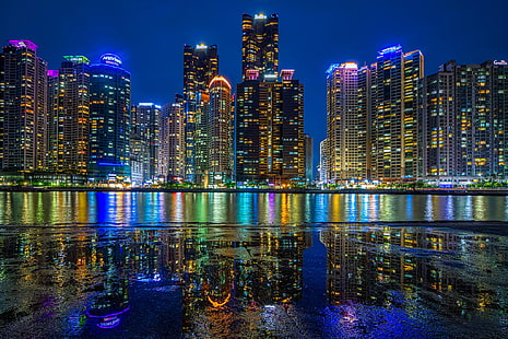 Städte, Busan, Gebäude, Stadt, Nacht, Wolkenkratzer, Südkorea, HD-Hintergrundbild HD wallpaper