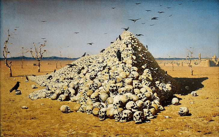 skull, death, Vasily Vereshchagin, The Apotheosis of War, HD wallpaper