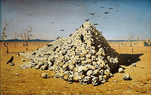 skull, death, Vasily Vereshchagin, The Apotheosis of War, HD wallpaper HD wallpaper