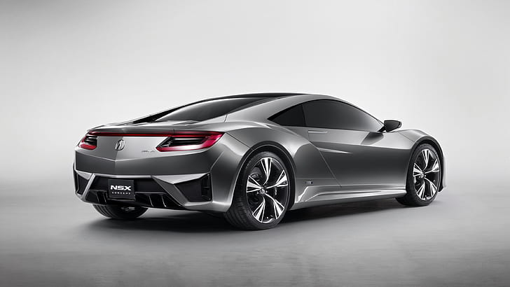 Acura NSX concept car back view, silver sports coupe, Acura, NSX, Concept, Car, Back, View, HD wallpaper