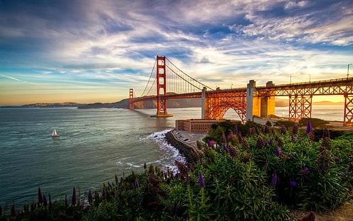 Golden Gate Köprüsü, ABD, Golden Gate Köprüsü, köprü, mimari, HD masaüstü duvar kağıdı HD wallpaper