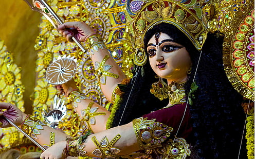 Maa Durga, hinduski pan ornament, sanskryt, durga, devi, tło, niezwyciężony, Tapety HD HD wallpaper