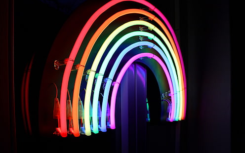 luci, colorato, arcobaleno, linee, macro, neon, lampada, luminoso, orgoglio gay, Sfondo HD HD wallpaper