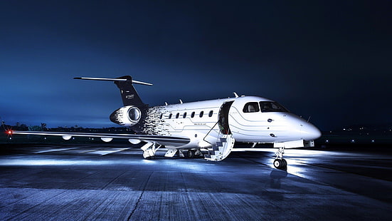Lichter, Nacht, Flughafen, Leiter, das Flugzeug, privat, HD-Hintergrundbild HD wallpaper