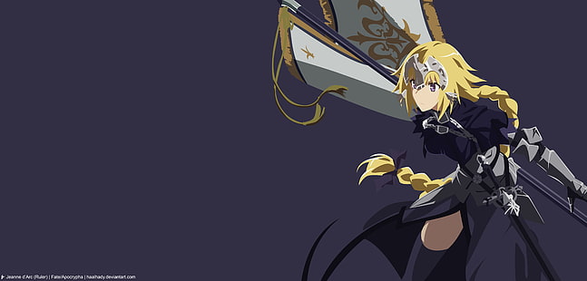 Schicksal / Apokryphen, Anime-Mädchen, Herrscher (Schicksal / Apokryphen), Jeanne d'Arc, Minimalismus, HD-Hintergrundbild HD wallpaper