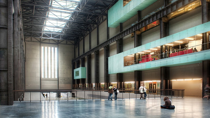 valla de acero marrón, edificio, diseño de interiores, Tate Gallery of Modern Art, Londres, HDR, Fondo de pantalla HD