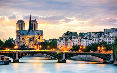 paisaje urbano, catedral, Notre-Dame, Francia, Fondo de pantalla HD HD wallpaper