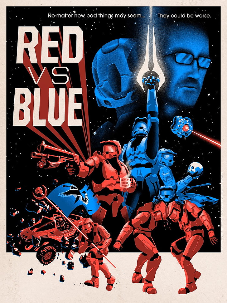 레드 VS 블루 헤일로 포스터, 레드 vs. 블루, HD 배경 화면, 핸드폰 배경화면
