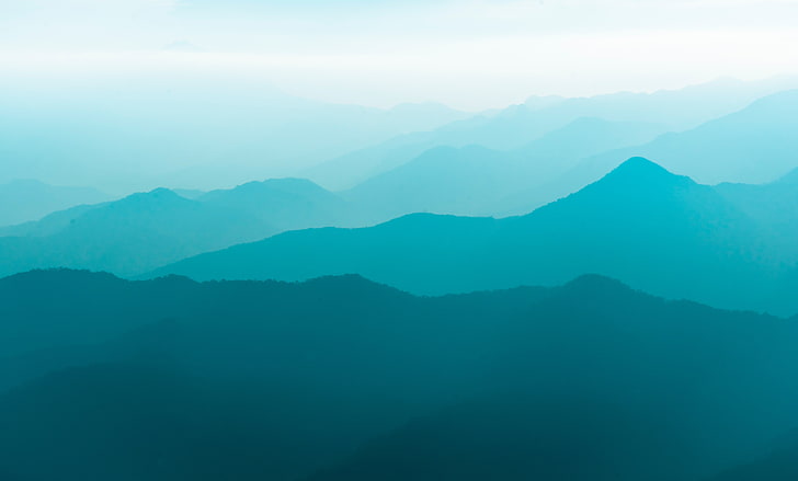 Montañas, Cordillera, 5K, Teal, Turquesa, Fondo de pantalla HD