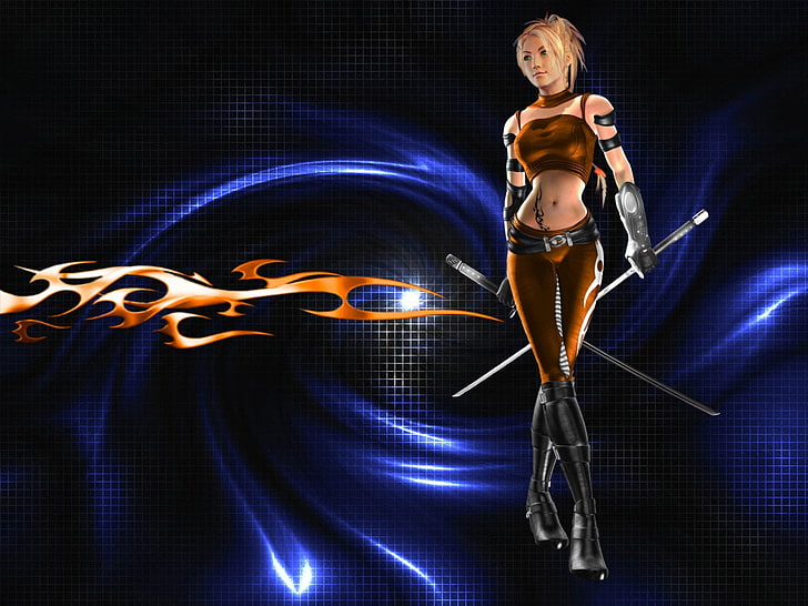 female character holding twin swords, Final Fantasy, Final Fantasy X, Rikku (Final Fantasy), HD wallpaper