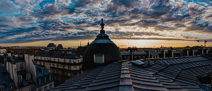 atap, Paris, awan, kota, Prancis, Wallpaper HD