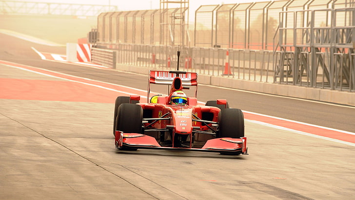 Photo, Formula-1, Ferrari F60, 2009, Felipe Massa, The car, Formula 1, Boxes, Circuit, The pit lane, International, Sakhir, Bahrain, Bahrain International Circuit, HD wallpaper
