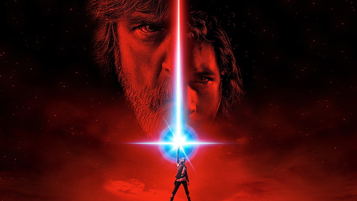 حرب النجوم ، حرب النجوم: The Last Jedi ، Luke Skywalker ، السيف الضوئي ، ملصق الفيلم ، Kylo Ren، خلفية HD