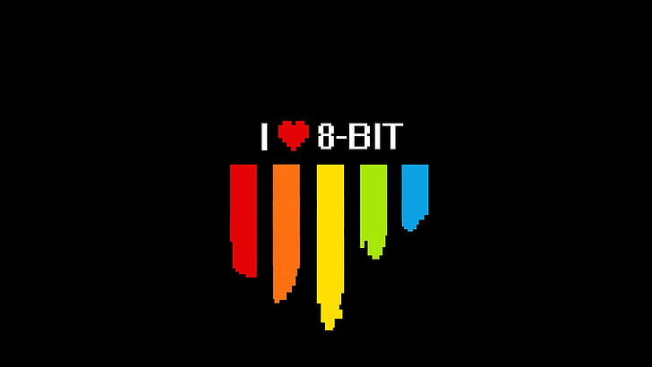 I Love 8 Bit illustration, nerds, colorful, 8-bit, HD wallpaper