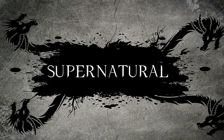 Supernatural Tv Series Logo, tło, litery, smok, Tapety HD