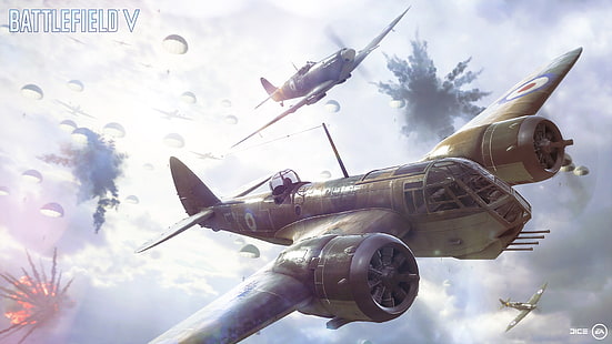 Battlefield V, Battlefield 5, videogiochi, guerra mondiale, esercito, aeronautica militare, Bristol Blenheim, Sfondo HD HD wallpaper