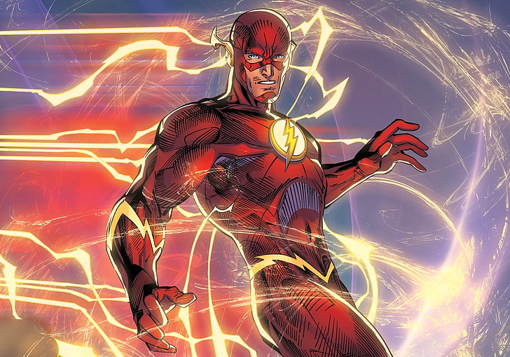 The Flash digital wallpaper, speed, hero, art, flash, DC Comics, The Flash, barry allen, HD wallpaper