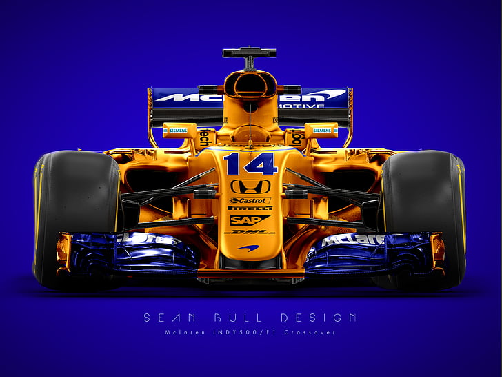 orange race car concept digital wallpaper, McLaren F1, 4K, HD wallpaper