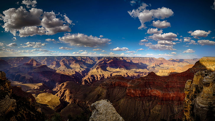 gunung coklat, langit, awan, gunung, pemandangan, alam, ngarai, Grand Canyon, Wallpaper HD