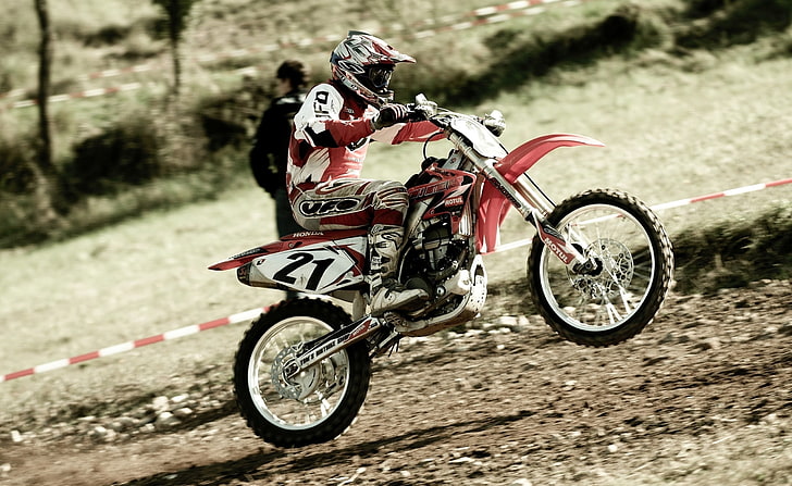 Enduro Competition, red, white, and black motocross dirt bike, Motorcycle Racing, Motocross, Enduro, Competition, HD wallpaper