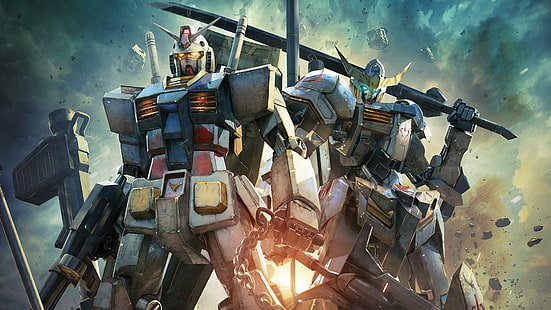 Gundam Karşı, Mobil Takım Gundam, Mobil Takım Gundam: Demir Kanlı Yetimler, makine, robot, bilim kurgu, fütüristik, anime, dijital sanat, HD masaüstü duvar kağıdı HD wallpaper