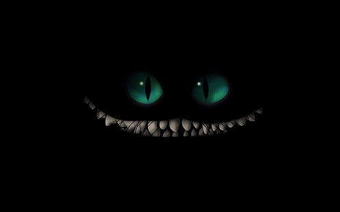 dessins animés yeux alice au pays des merveilles dents cheshire chat fond noir 2560x1600 animaux chats HD Art, yeux, dessins animés, Fond d'écran HD HD wallpaper