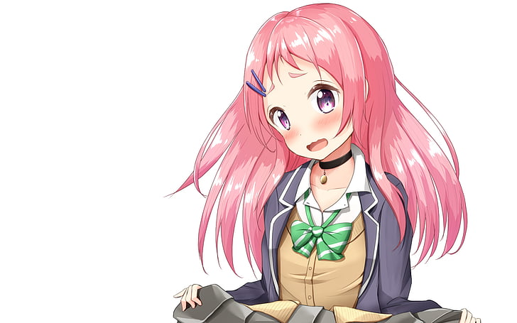 Anime, Gamers!, Aguri (Gamers!), Blush, Girl, Long Hair, Pink Hair, Purple Eyes, HD wallpaper