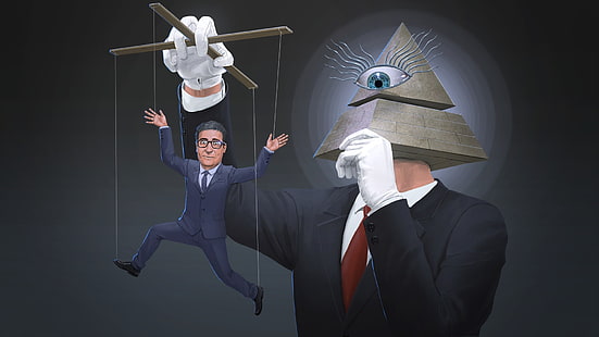 John Oliver, Kebangkitan Hebat, boneka, Kepala Piramida, Illuminati, propaganda, Wallpaper HD HD wallpaper
