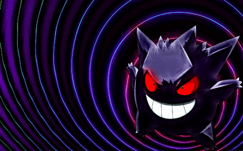 Pokemon Gengar цифровые обои, покемон, черный, Gengar, фиолетовый, призрак, HD обои HD wallpaper