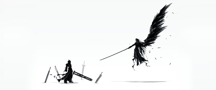 silueta de fondo de pantalla digital de dos espadachines, Final Fantasy, Cloud Strife, Sephiroth, Final Fantasy VII, Final Fantasy VII: Advent Children, Fondo de pantalla HD