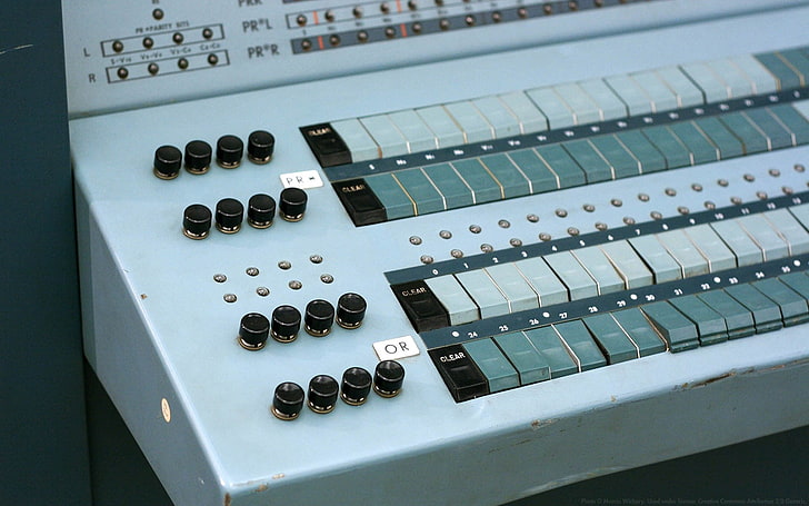 white audio mixer, computer, vintage, technology, old, HD wallpaper